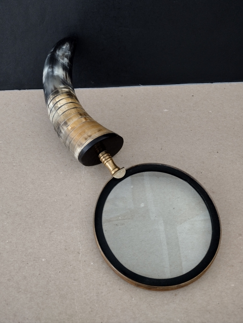Buffalo Horn Extra Large Oversize Magnifying Glass Desk Accessory 14"l 5"dia